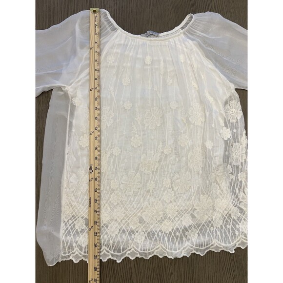 Viola Borghi Women's Silk Tunic Blouse Embroidered Flower Long Sleeve Size S - Picture 6 of 10